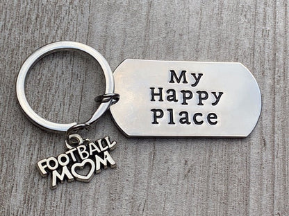 Football Keychain - My Happy Place Charm Keychain - Pick Charm