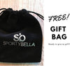 Free Sportybella velvet pouch with drawstring closure included with every volleyball bracelet purchase