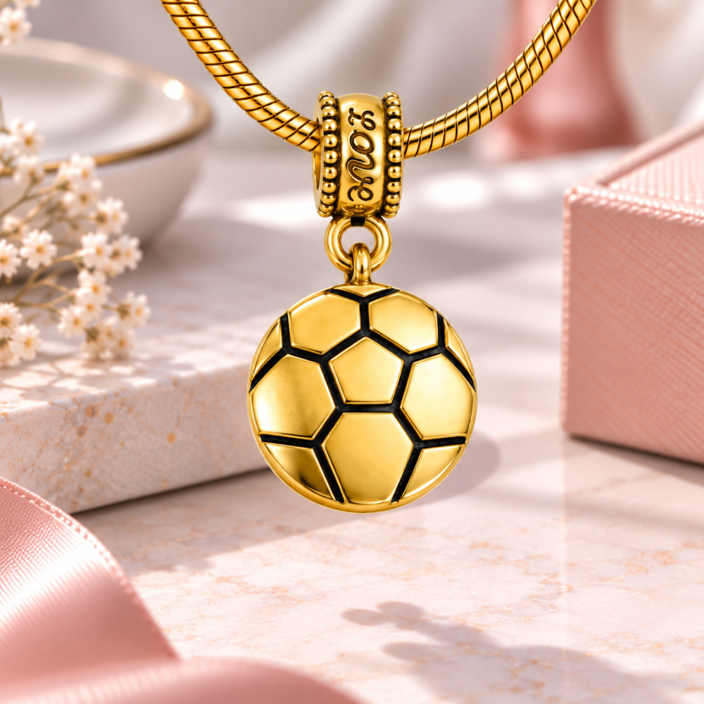 Soccer Charm Bead - Gold