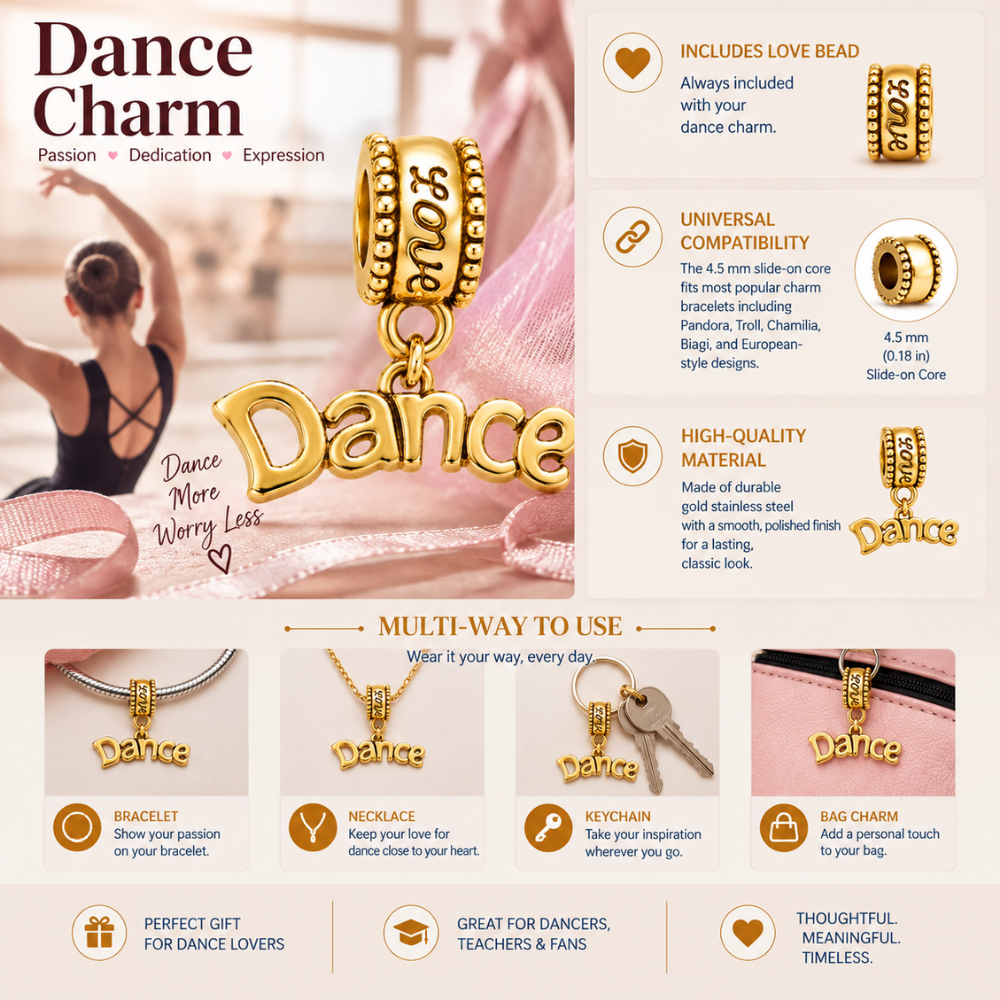 Dance Charm Bead - Gold