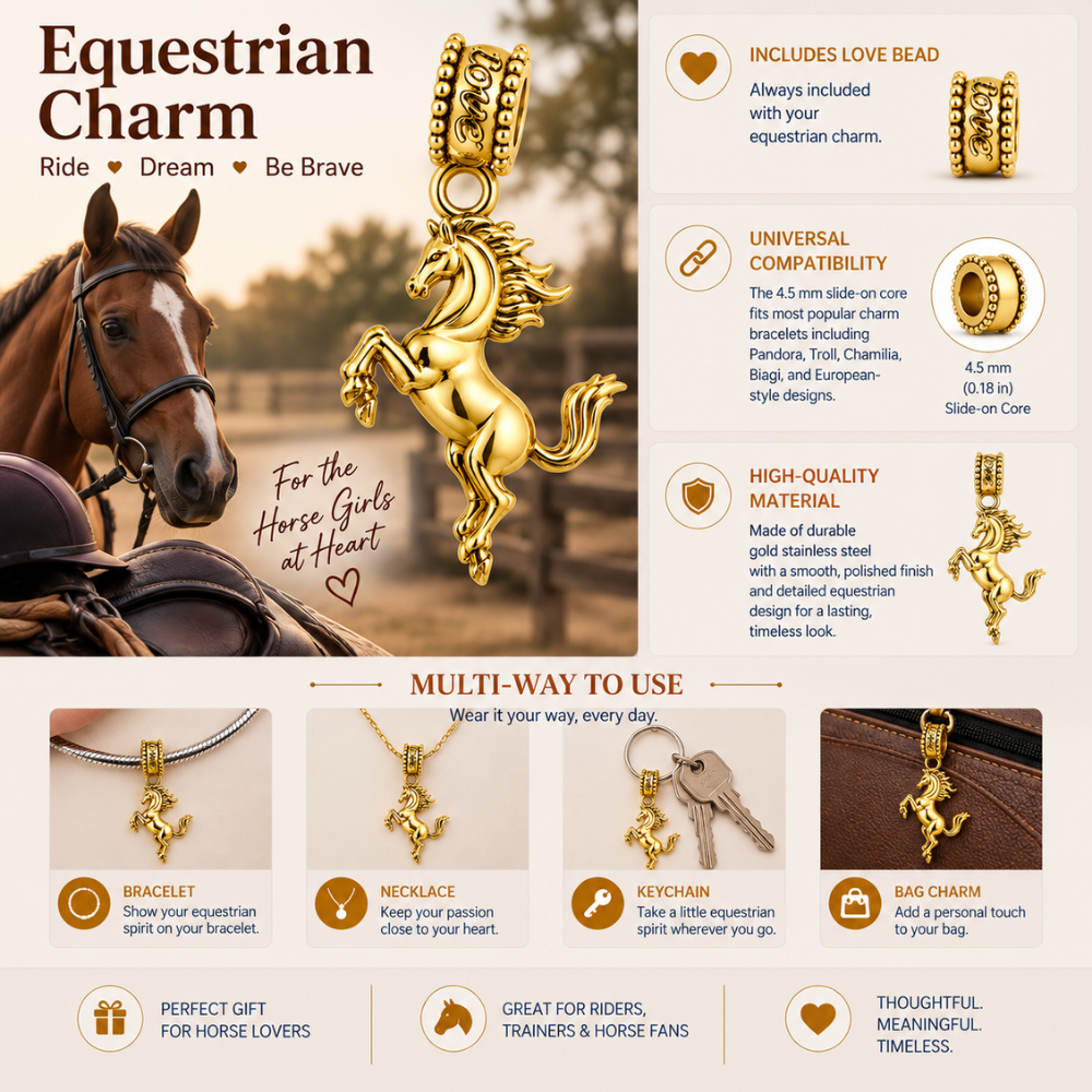 Equestrian Charm Bead - Gold