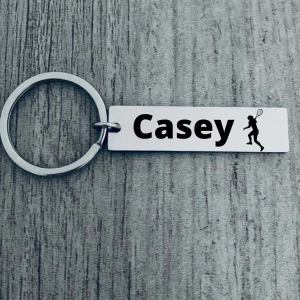 Personalized Engraved Tennis Keychain - Pick Style