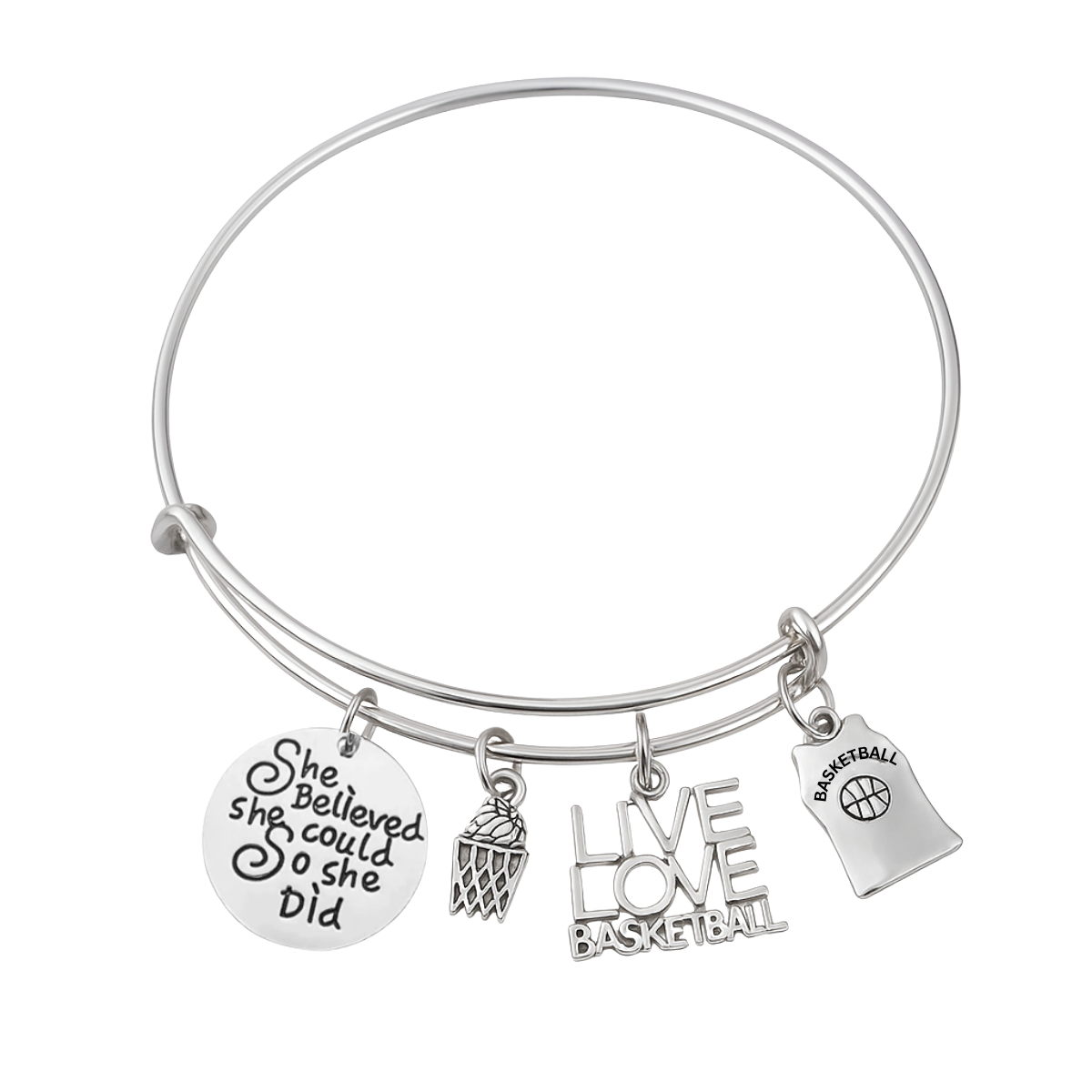 Girls Basketball Bracelet - Pick Charm