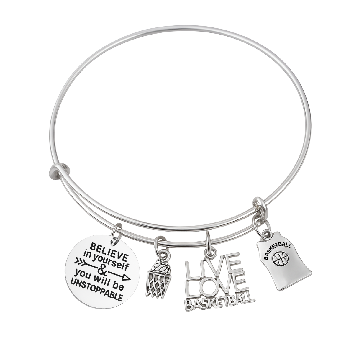 Girls Basketball Bracelet - Pick Charm