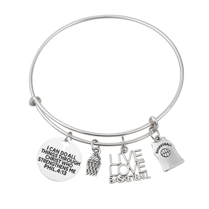 Girls Basketball Bracelet - Pick Charm