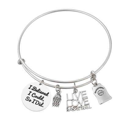 Girls Basketball Bracelet - Pick Charm