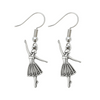 Silver-tone ballet dancer dangle earrings with stainless steel hooks for dance lovers and recital gifts