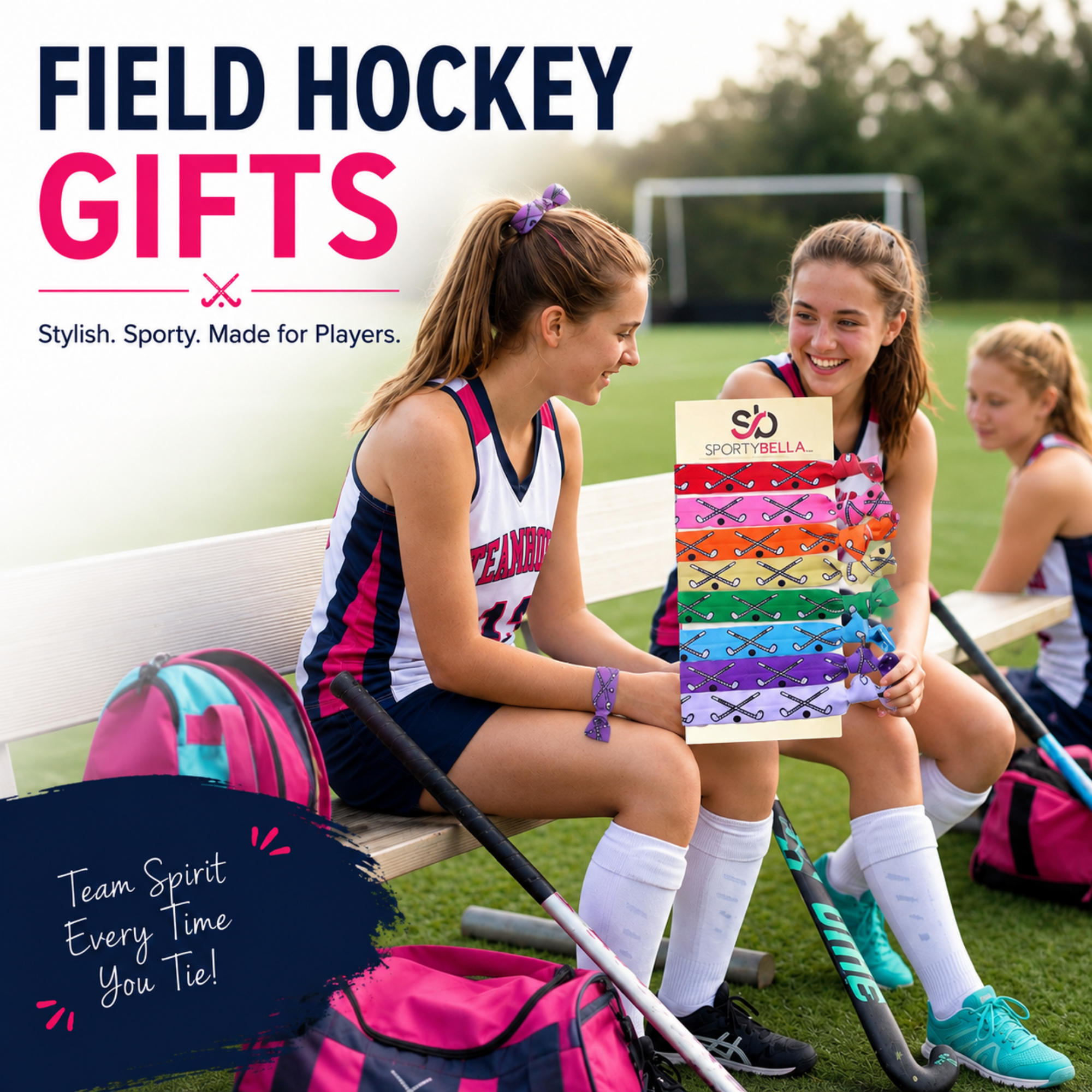 Girls Field Hockey Hair Ties Set- Multi Color