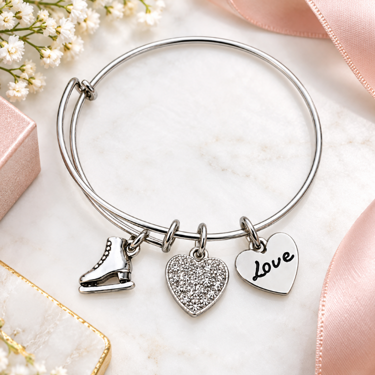 Girls Figure Skating Bangle Bracelet