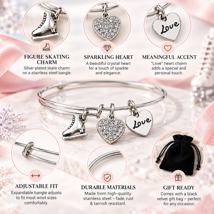 Girls Figure Skating Bangle Bracelet