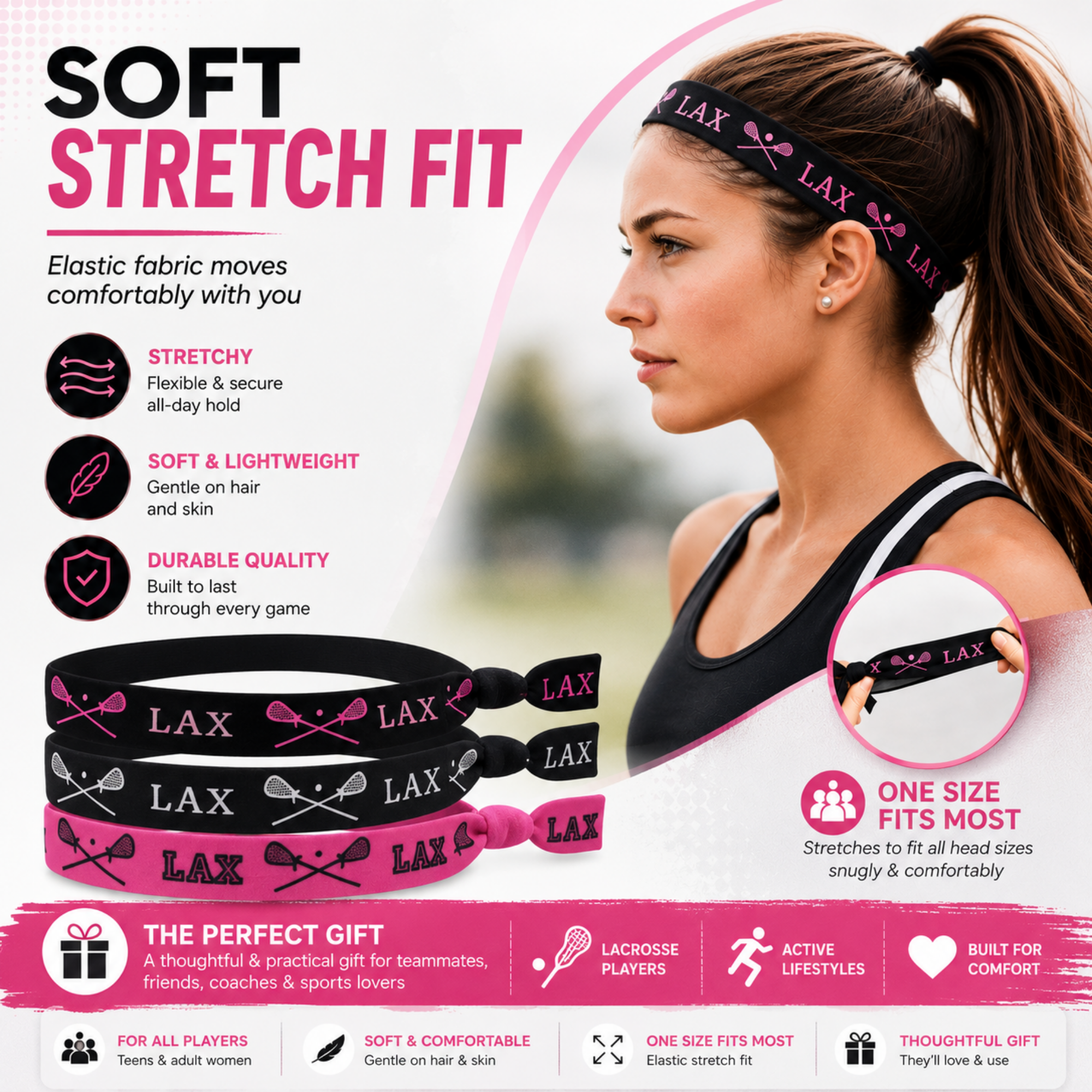 Girls Infinity Lacrosse Gift Set (Bracelet & Headbands)