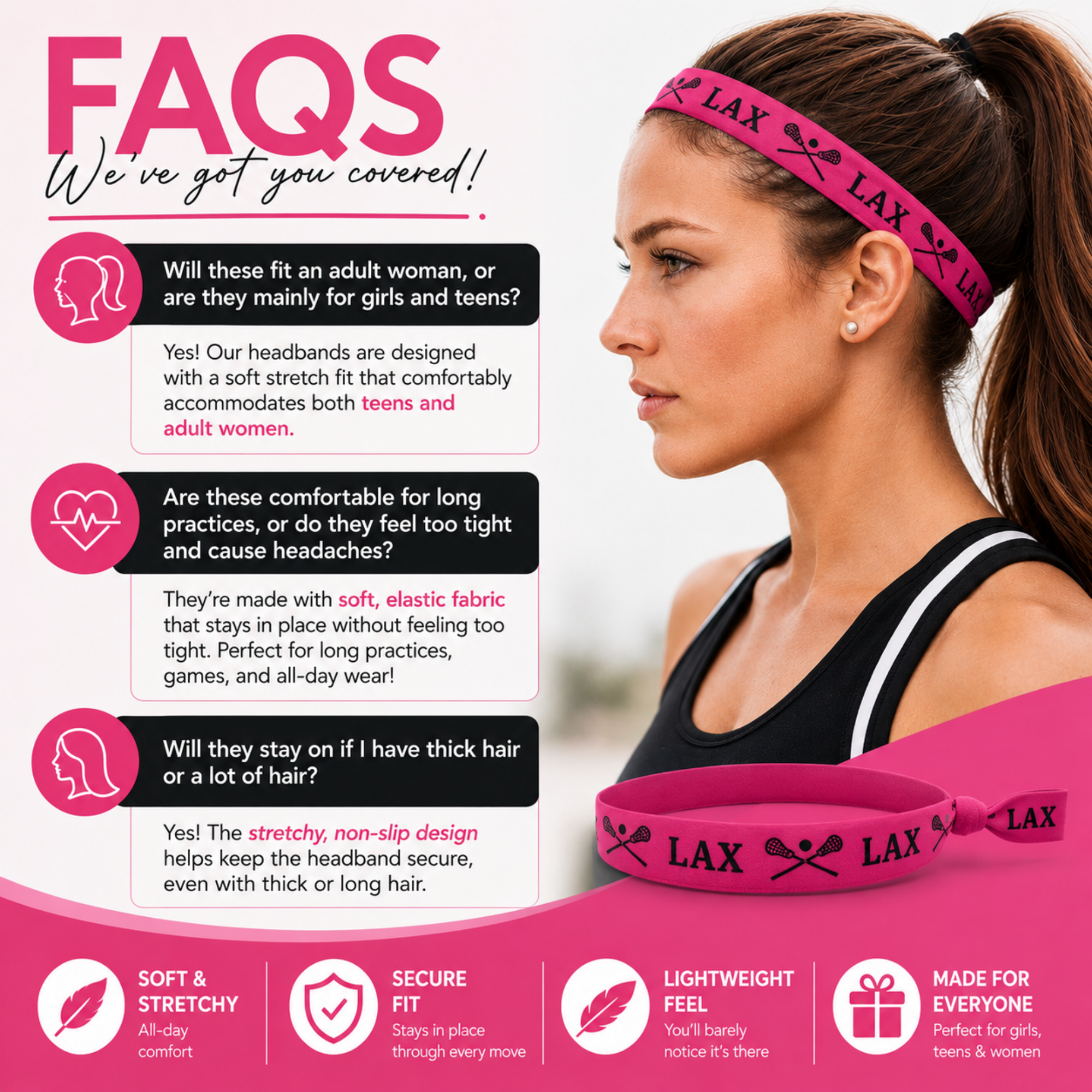 Girls Infinity Lacrosse Gift Set (Bracelet & Headbands)