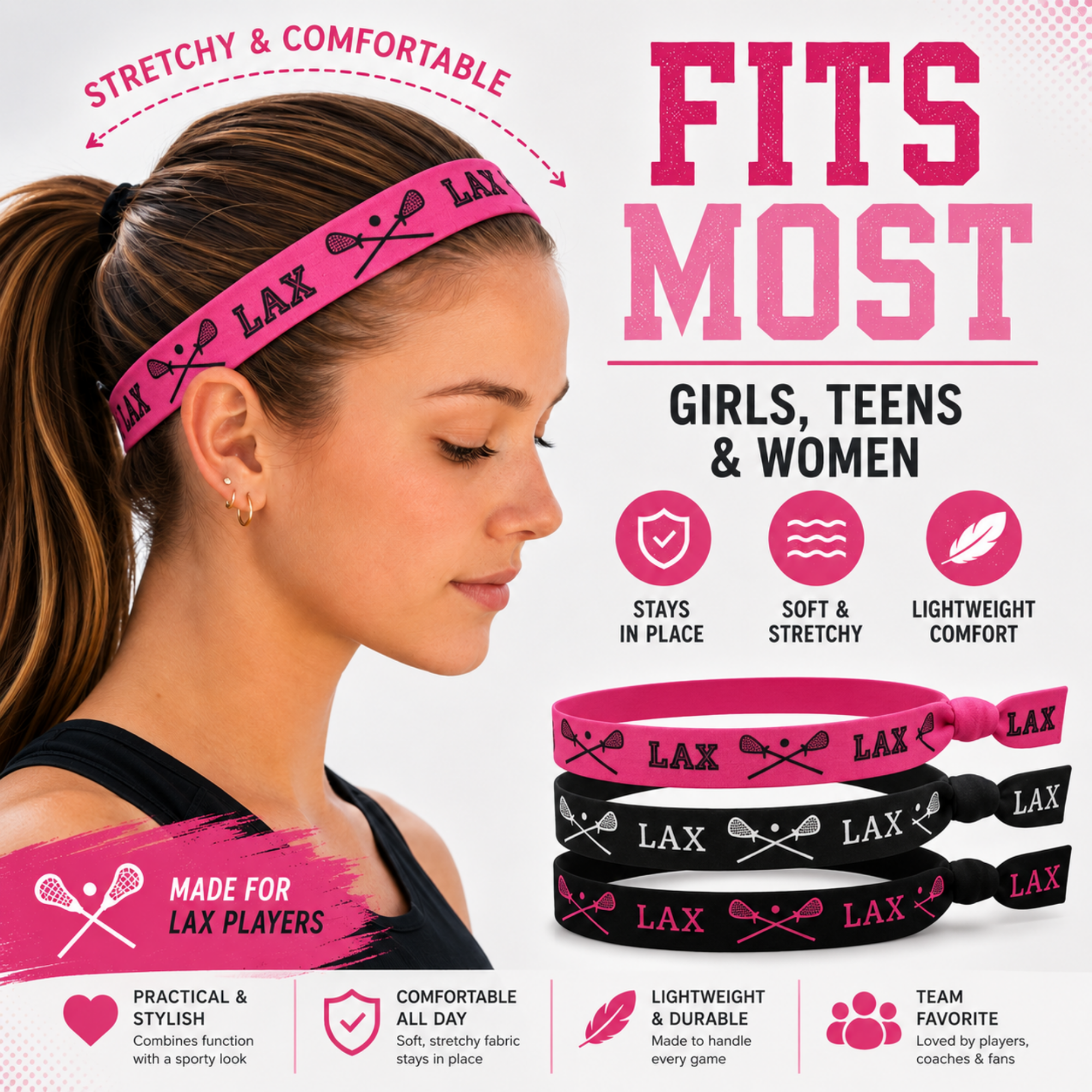 Girls Infinity Lacrosse Gift Set (Bracelet & Headbands)