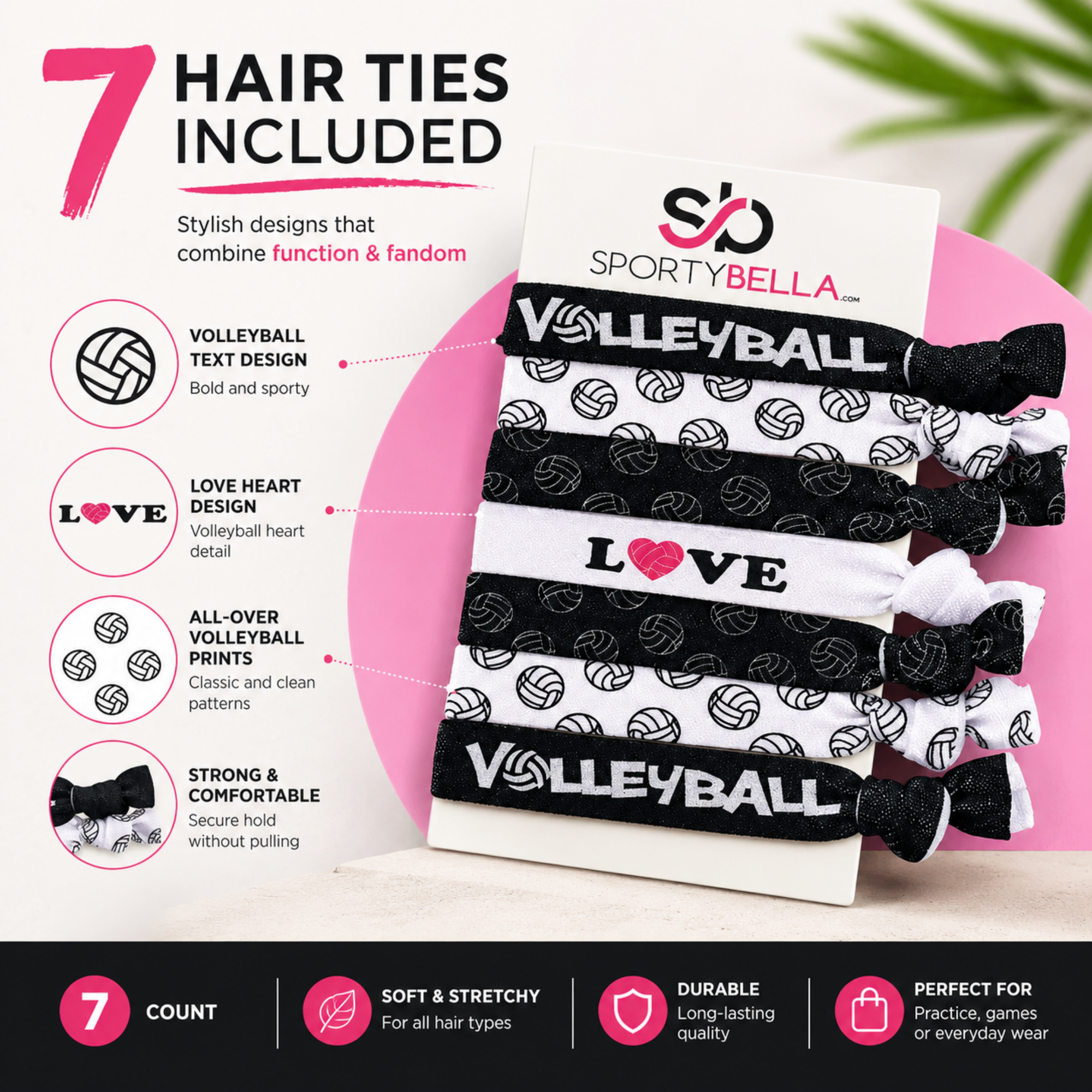 Girls Love Volleyball Hair Ties Set