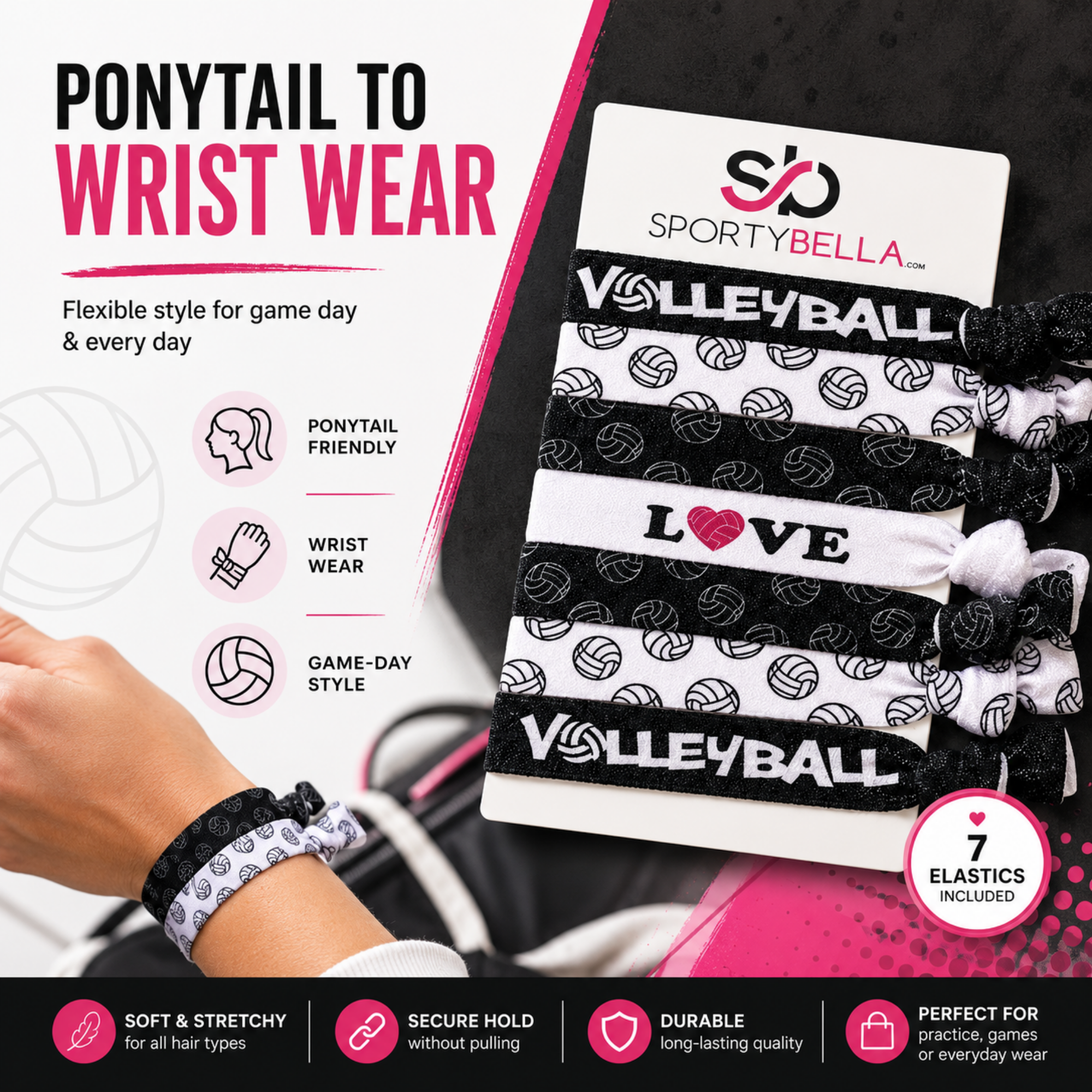 Girls Love Volleyball Hair Ties Set