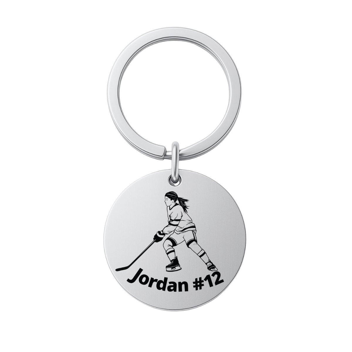 Girls Personalized Ice Hockey Keychain