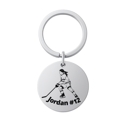 Girls Personalized Ice Hockey Keychain
