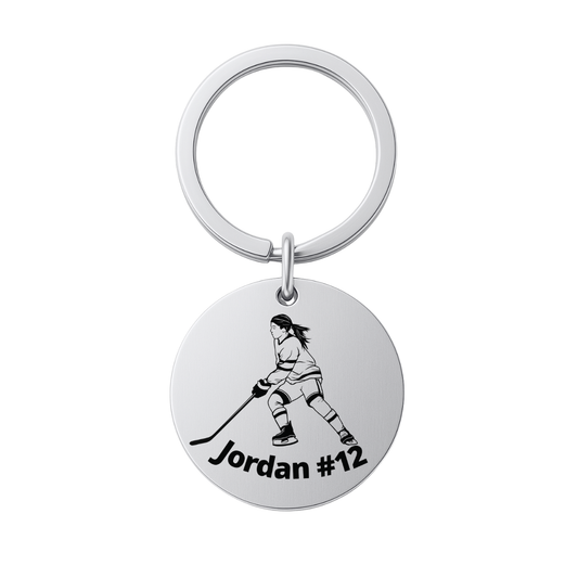 Girls Personalized Ice Hockey Keychain