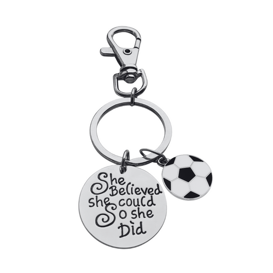 Girls Soccer She Believed She Could  Zipper Pull Keychain