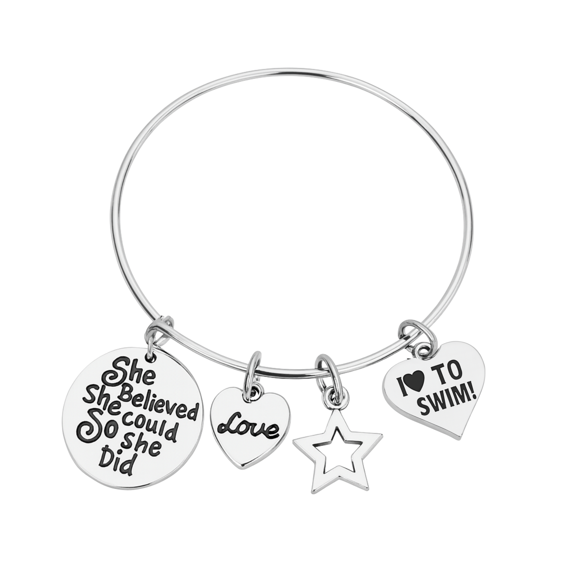 swim charm bracelet with inspirational message she did