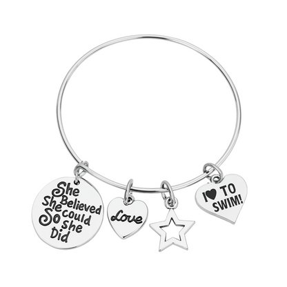 swim charm bracelet with inspirational message she did