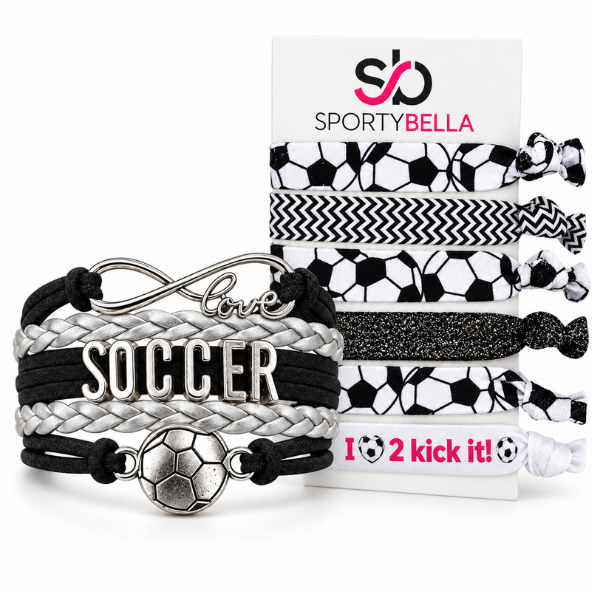 Girls Infinity Soccer Gift Set (Bracelet & Hair Ties)