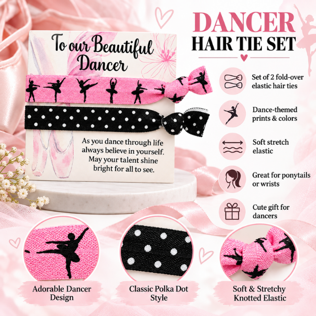 Dance Hair Tie Set with Inspirational Card