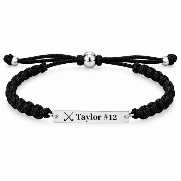 Personalized Engraved Field Hockey Bar Bracelet