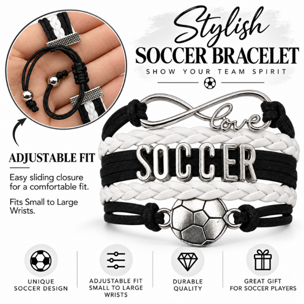 Girls Infinity Soccer Gift Set (Bracelet & Hair Ties)