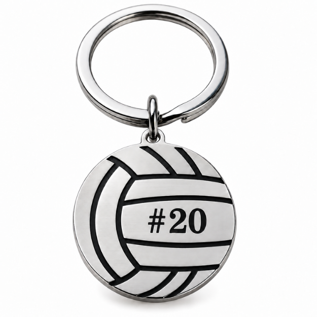 Personalized Engraved Volleyball Keychain with Number