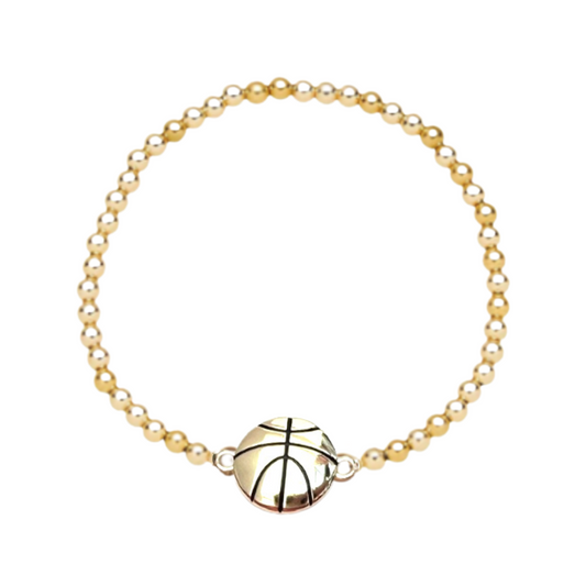 Basketball 14k Gold Beaded Bracelet