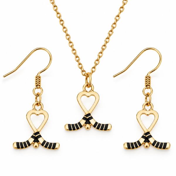 Ice Hockey Heart Jewelry Set