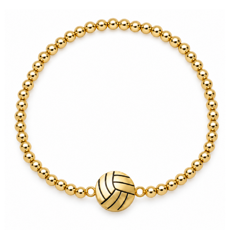 Volleyball 14k Gold Beaded Bracelets