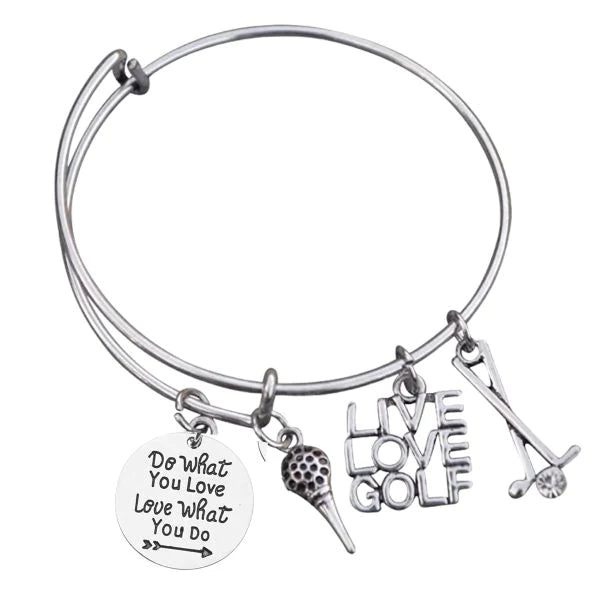 Golf Bangle Bracelet with Inspirational Charm