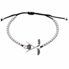 Golf jewelry bracelet for female golfers with silver clubs and golf ball charm on sleek black cord