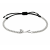Silver beaded golf bracelet with crossed club and ball charm on adjustable black cord