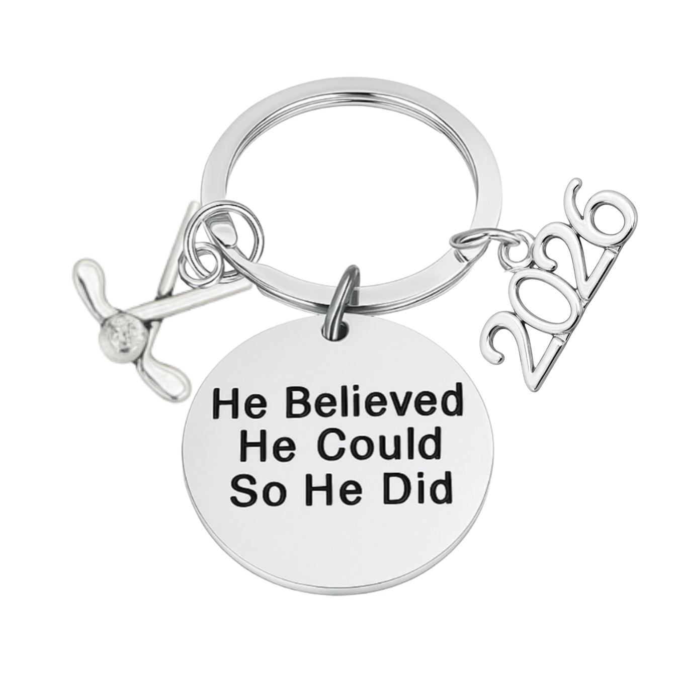 2026 Graduation Keychain- He Believed He Could- Pick Sport