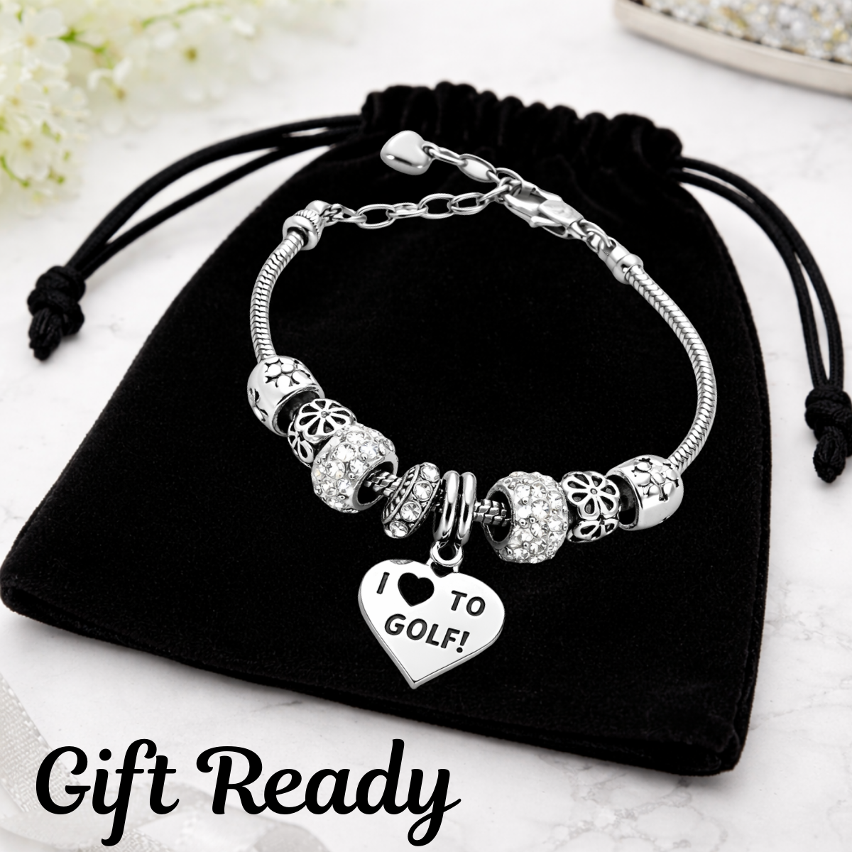 Golf Beaded Charm Bracelet- Pick Style