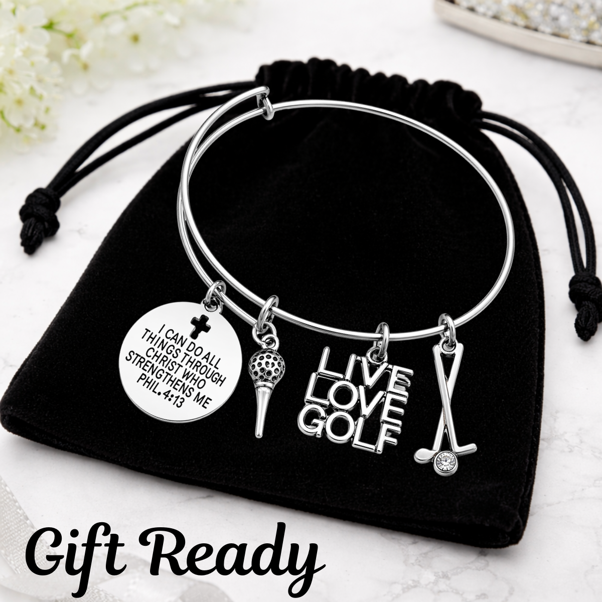 Golf Bracelet -  I Can Do All Things Through Christ Who Strengthens Me