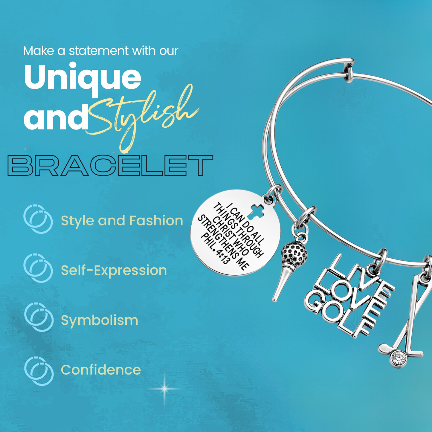 Golf Bracelet -  I Can Do All Things Through Christ Who Strengthens Me