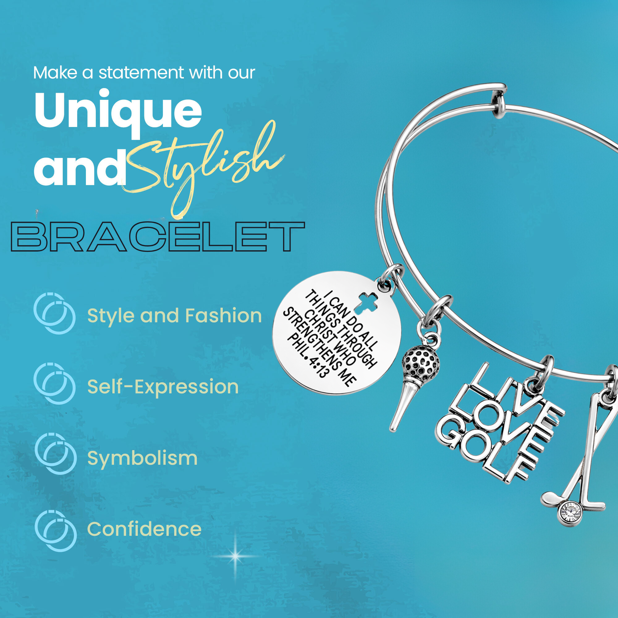 Golf Bracelet -  I Can Do All Things Through Christ Who Strengthens Me