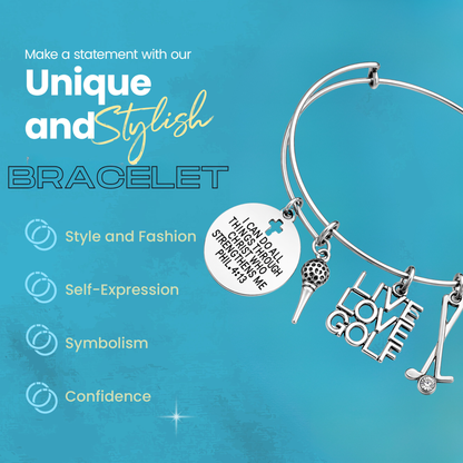 Golf Bracelet -  I Can Do All Things Through Christ Who Strengthens Me
