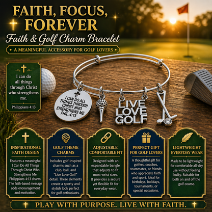 Golf Bracelet -  I Can Do All Things Through Christ Who Strengthens Me