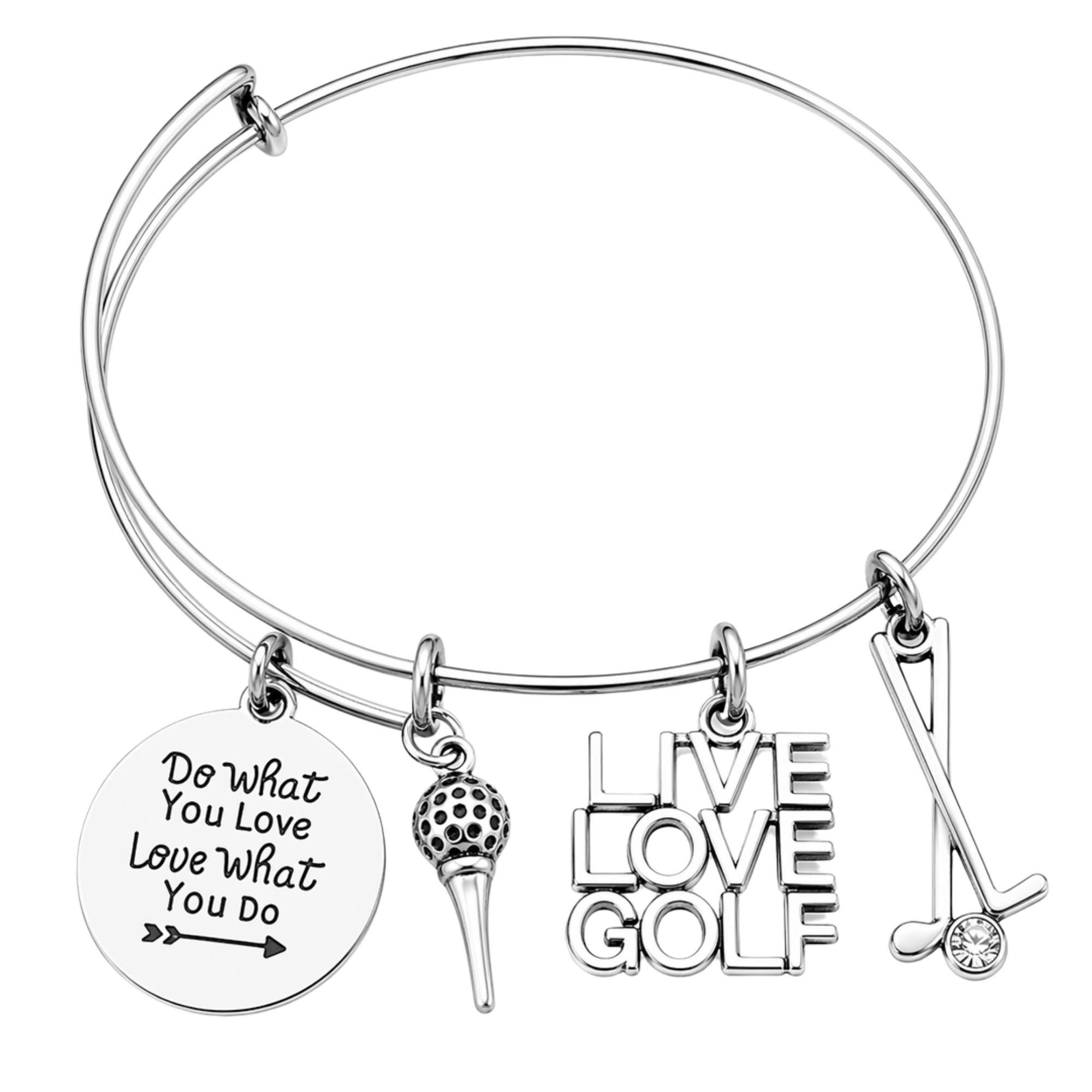Golf Bangle Bracelet with Inspirational Charm