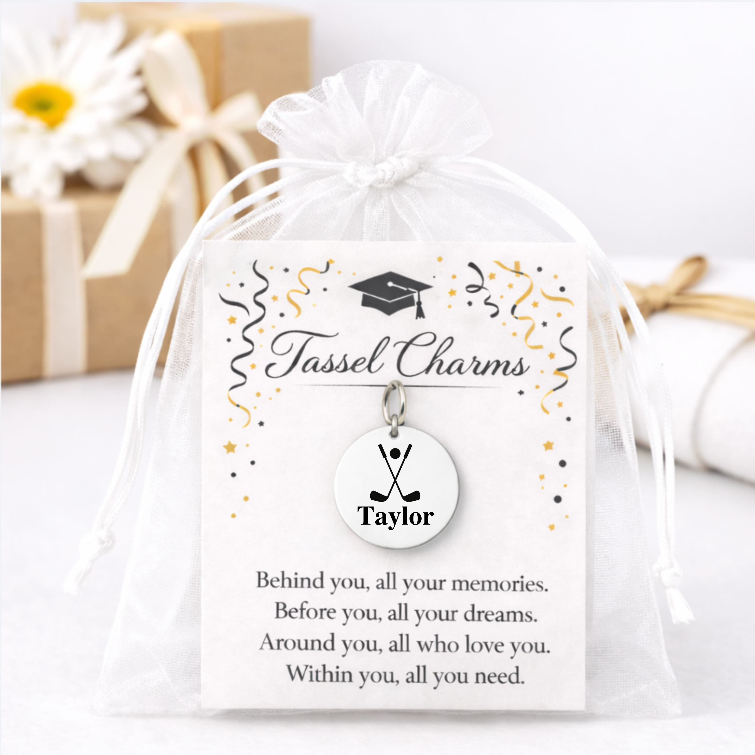 Golf Engraved Tassel Charm