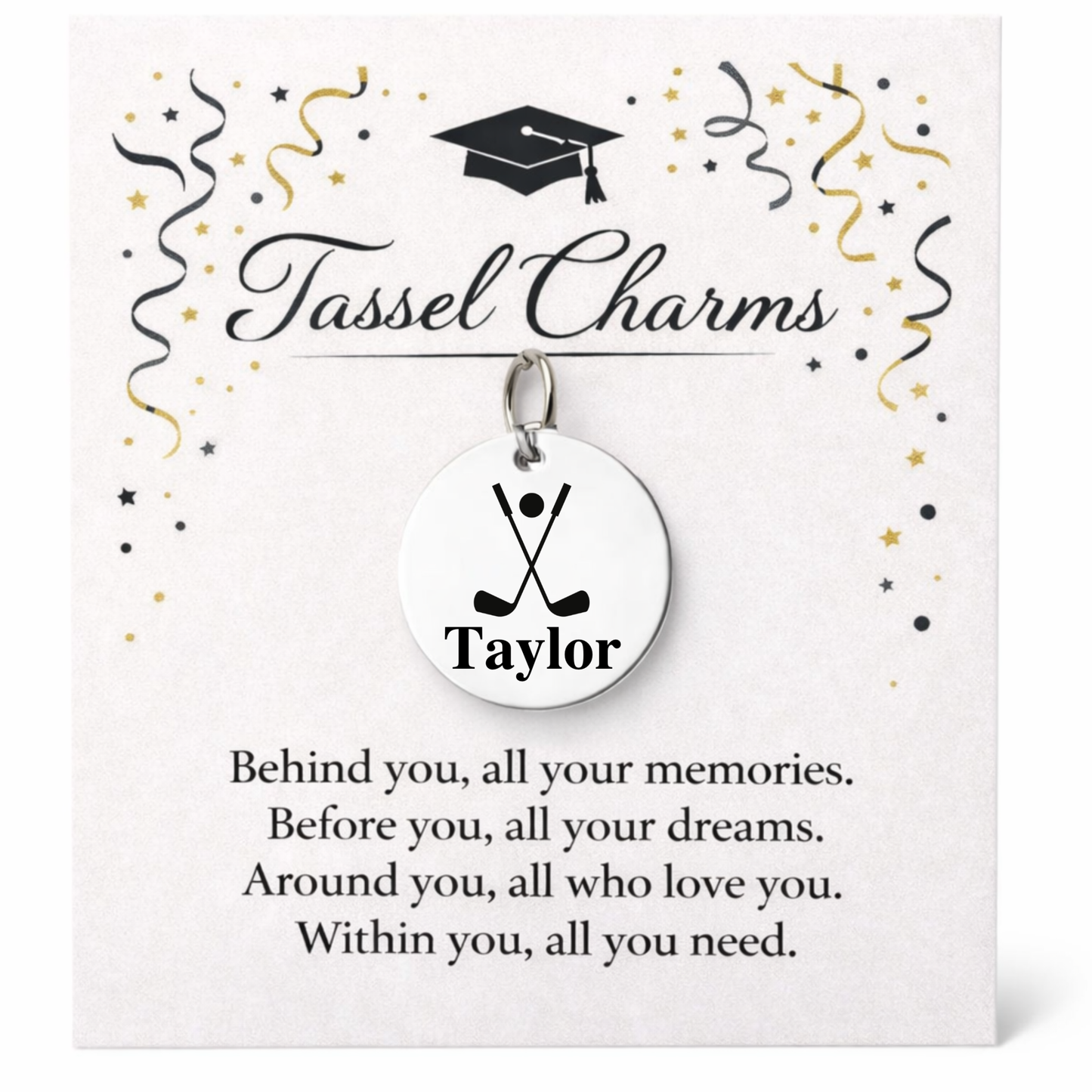 Golf Engraved Tassel Charm