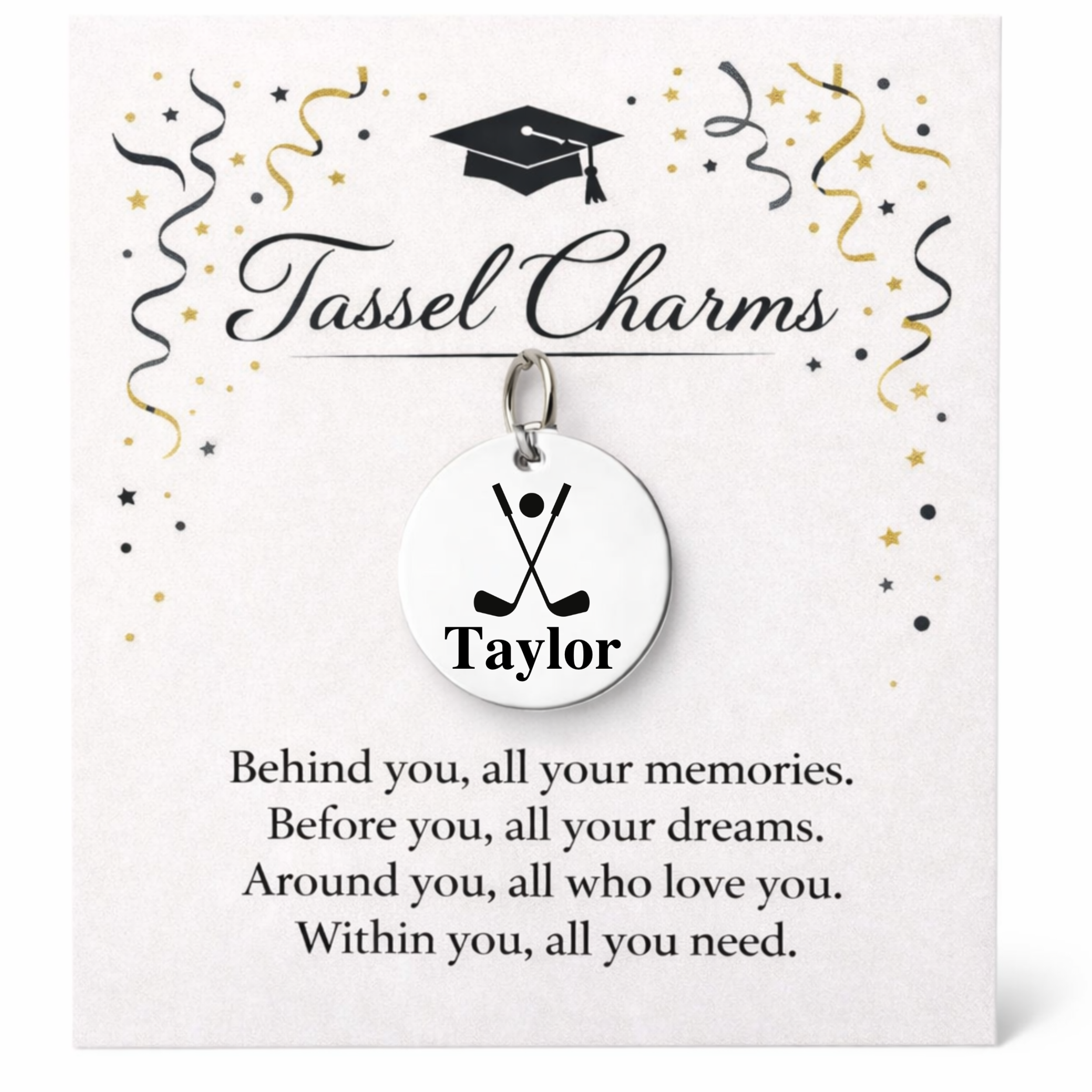 Golf Engraved Tassel Charm