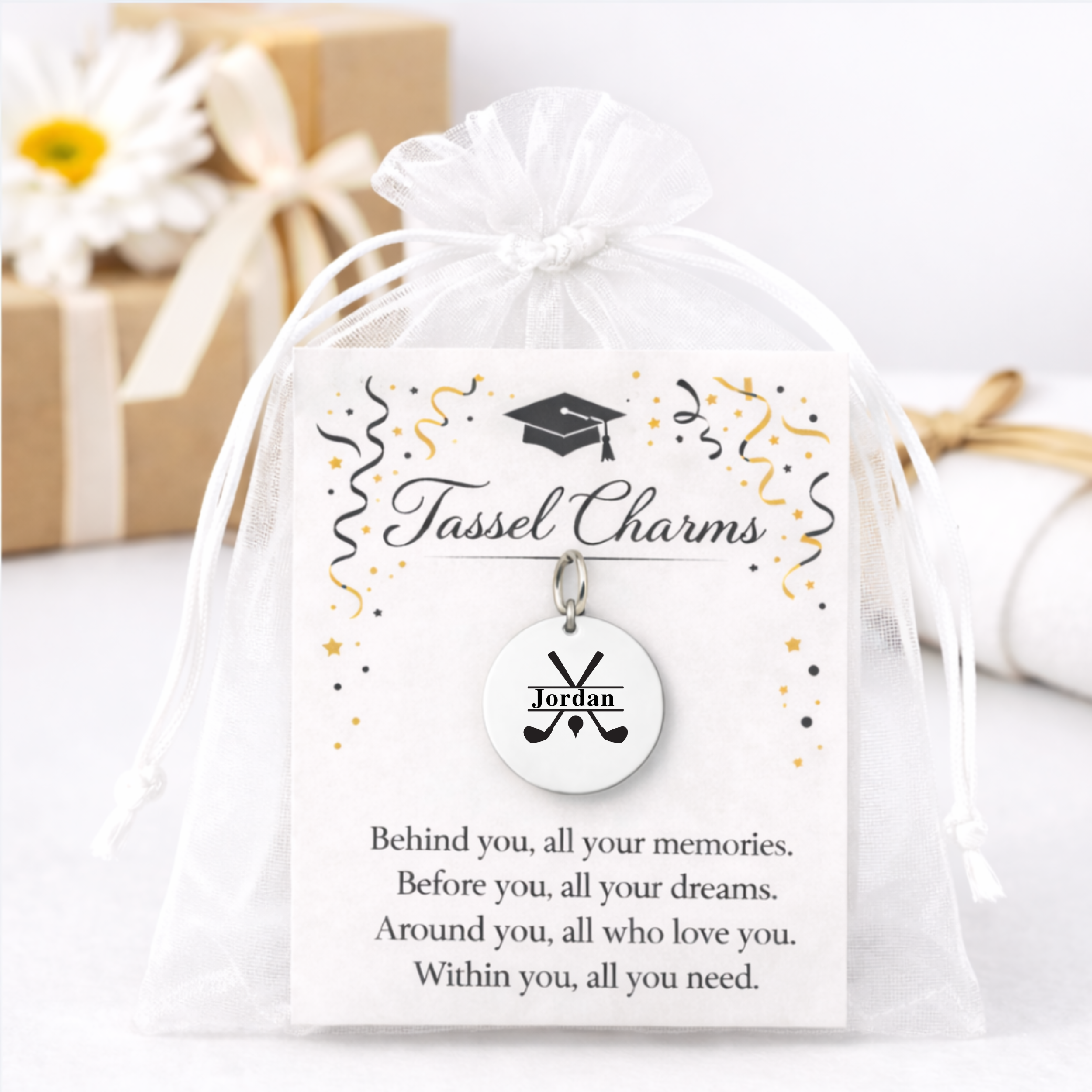 Golf Engraved Tassel Charm