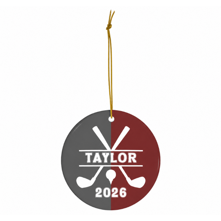 Golf Ornament, Personalized Christmas Ceramic Golf Christmas Tree Ornament for Boy or Girl Golfers, Holiday Ornament