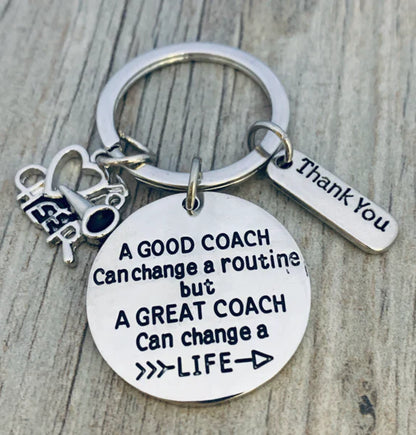 Cheer Coach Keychain - A Good Coach Can Change Routine
